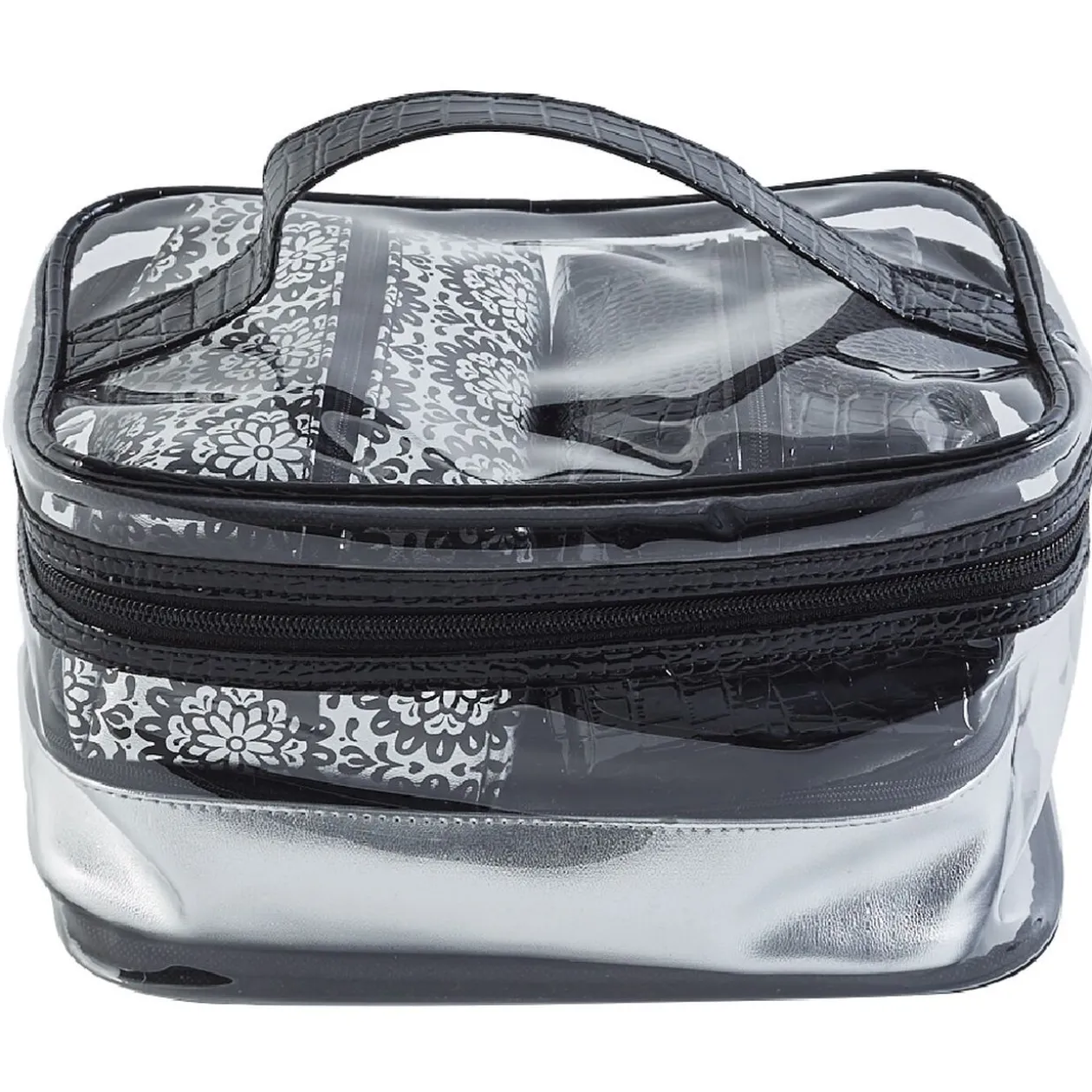 Trousse vanity noir et argent x4