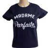 T-shirt femme inscription Madame Parfaite coton noir
