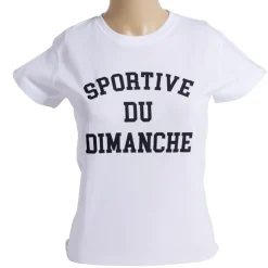 T-shirt femme inscription Sportive Du Dimanche coton blanc
