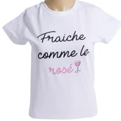 T-shirt femme inscription Fraîche Comme le Rosé coton blanc