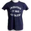 T-shirt homme inscription Je m'en fous j'y vais au talent coton noir