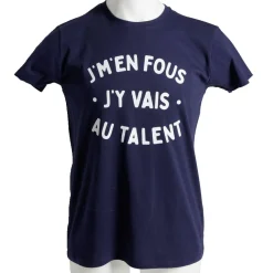 T-shirt homme inscription Je m'en fous j'y vais au talent coton noir