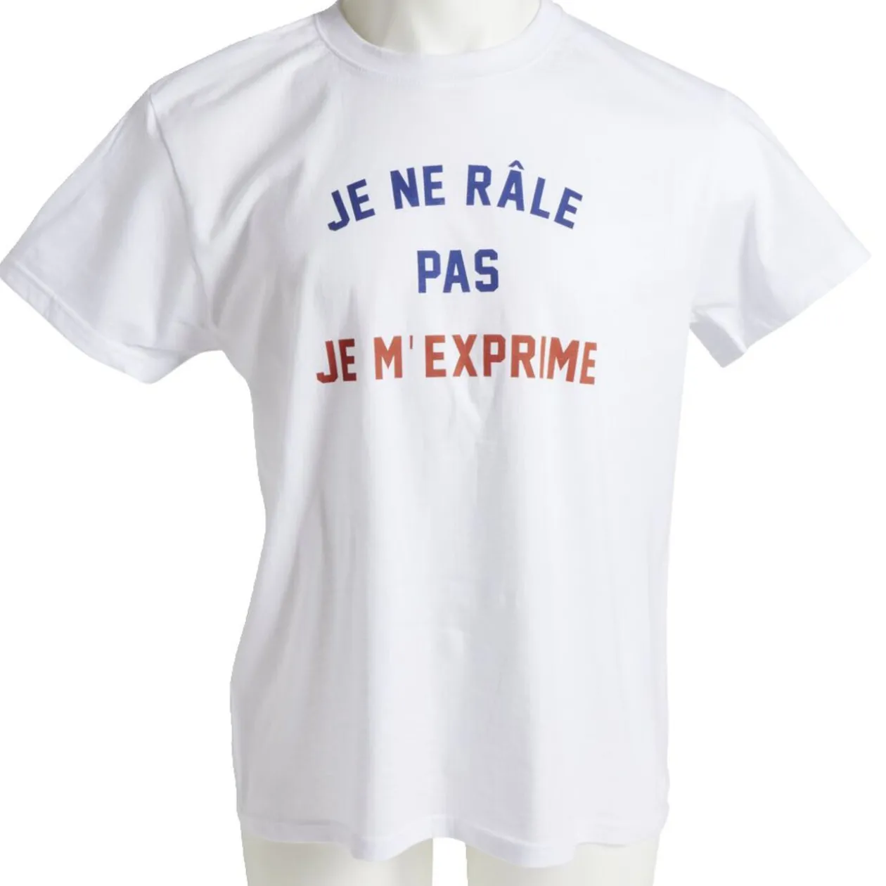 T-shirt homme inscription Je ne râle pas je m'exprime coton blanc