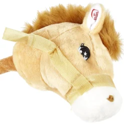 Tête de poney à chevaucher beige marron H80 cm