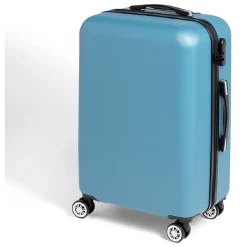 Valise cabine rigide trolley 4 roulettes modèle moyen 65L bleu