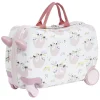 Valise trotteur enfant rose blanc 47x31xH23,5 cm