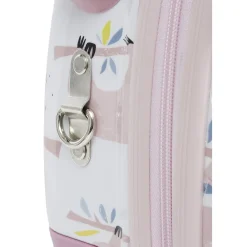 Valise trotteur enfant rose blanc 47x31xH23,5 cm
